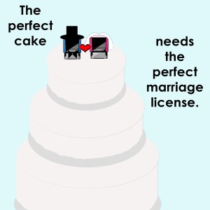 wedding cake & marriage license